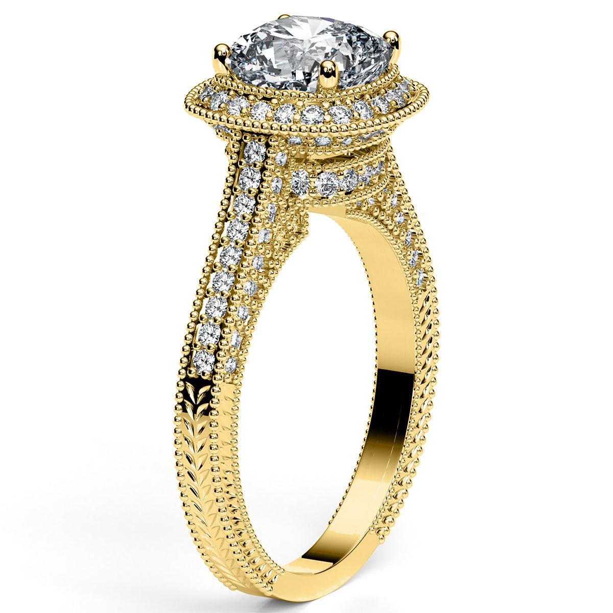 Wallflower Cushion Diamond Engagement Ring (Lab Grown Igi Cert) yellowgold