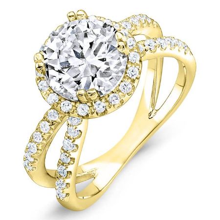 Waterlily Round Diamond Engagement Ring (Lab Grown Igi Cert) yellowgold