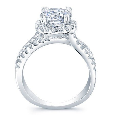 Waterlily Round Moissanite Engagement Ring whitegold