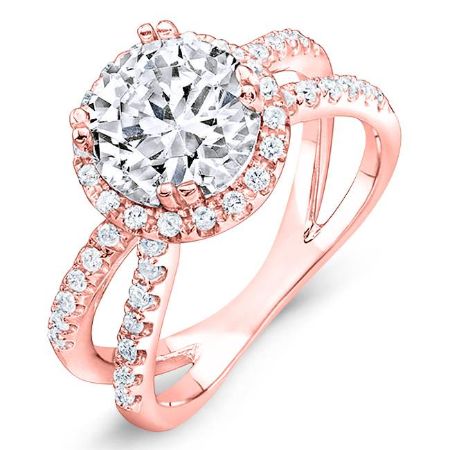 Waterlily Round Moissanite Engagement Ring rosegold