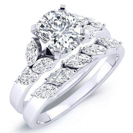 Wisteria Cushion Moissanite Bridal Set whitegold