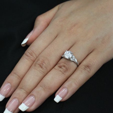 Wisteria Round Moissanite Engagement Ring whitegold