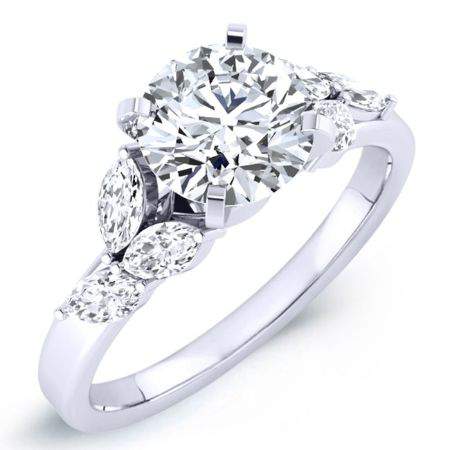 Wisteria Round Moissanite Engagement Ring whitegold