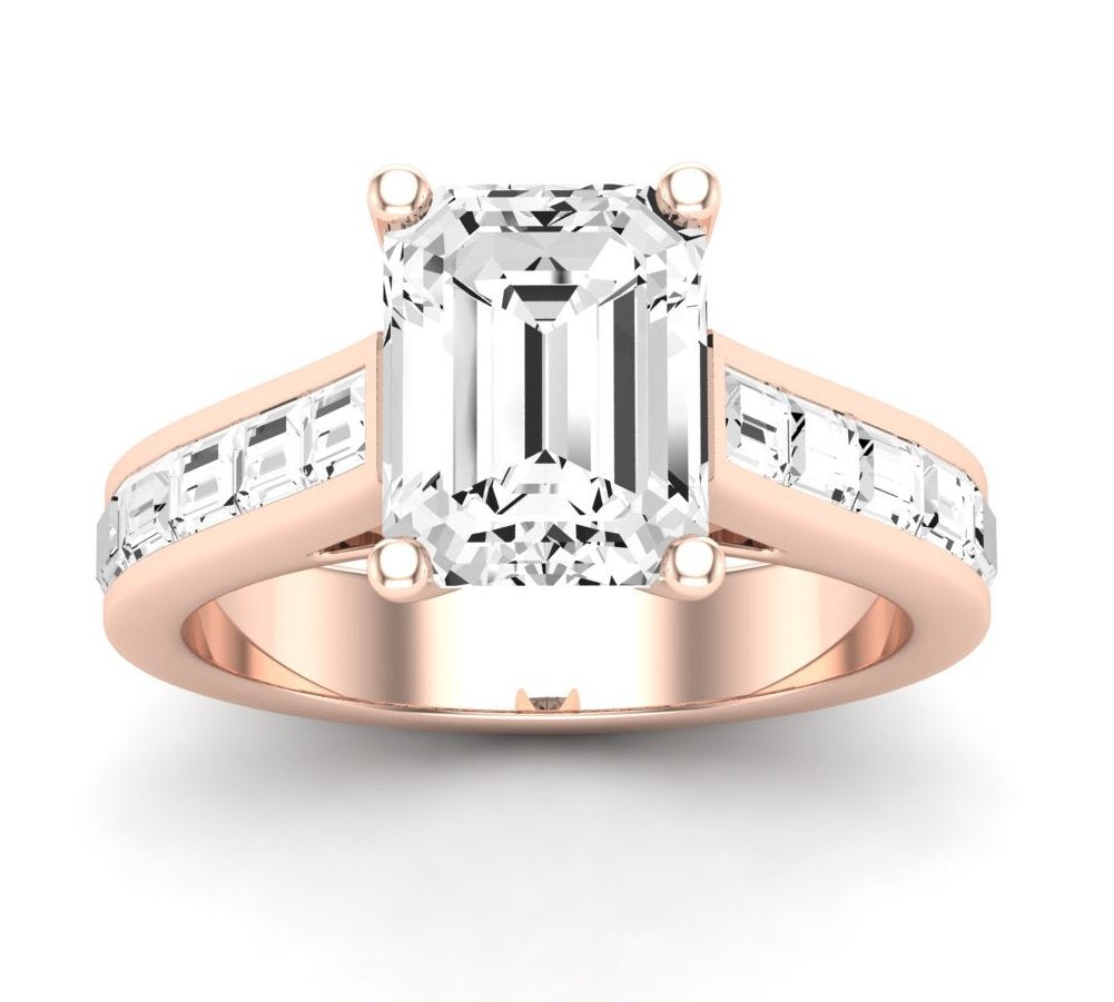 Yarrow Emerald Diamond Engagement Ring (Lab Grown Igi Cert) rosegold