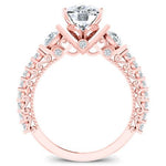 Belle Diamond Matching Band Only (engagement Ring Not Included) For Ring With Cushion Center rosegold