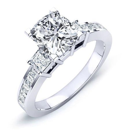 Yellow Bell Moissanite Matching Band Only (engagement Ring Not Included) For Ring With Cushion Center whitegold
