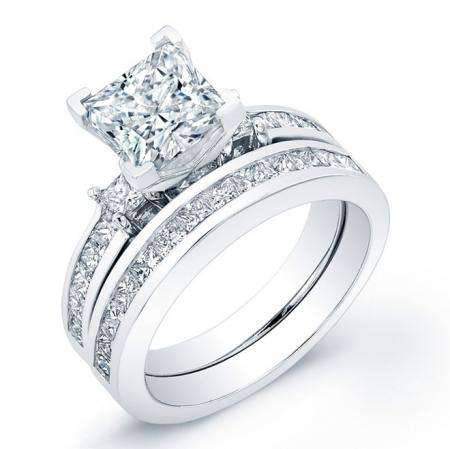 2.00 ct - Yellow Bell - Princess Lab Diamond Bridal Set (IGI Certified)