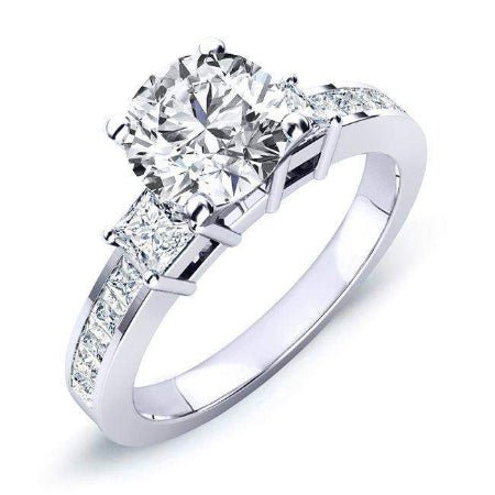 Yellowbell Round Moissanite Engagement Ring whitegold