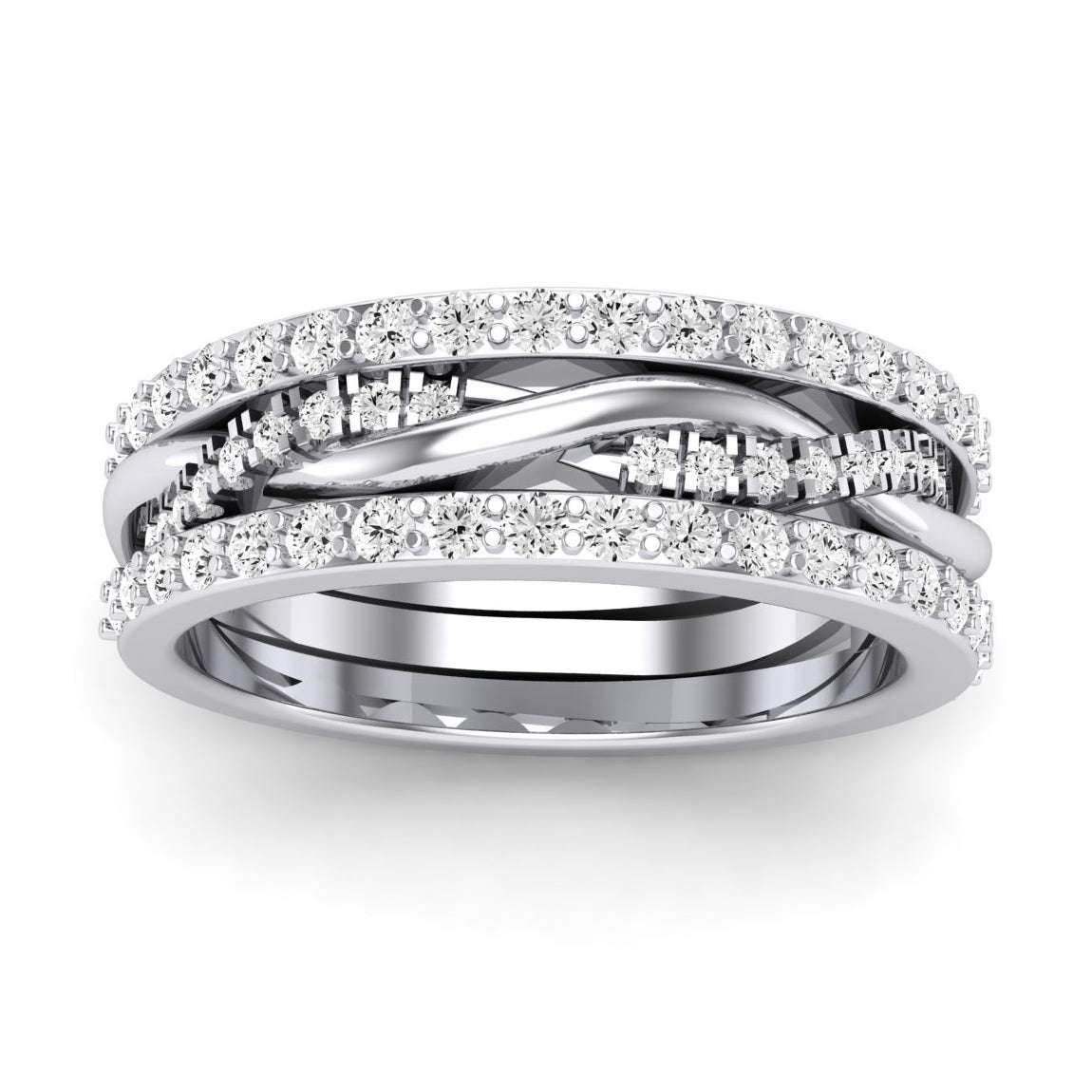 Yvette Round Cut Moissanite Eternity Band whitegold