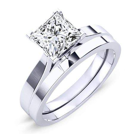 Zahara Moissanite Matching Band Only (engagement Ring Not Included) For Ring With Princess Center whitegold