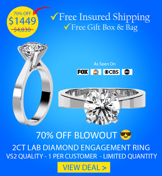 2CT Round Lab Diamond Engagement Ring VS2 F
