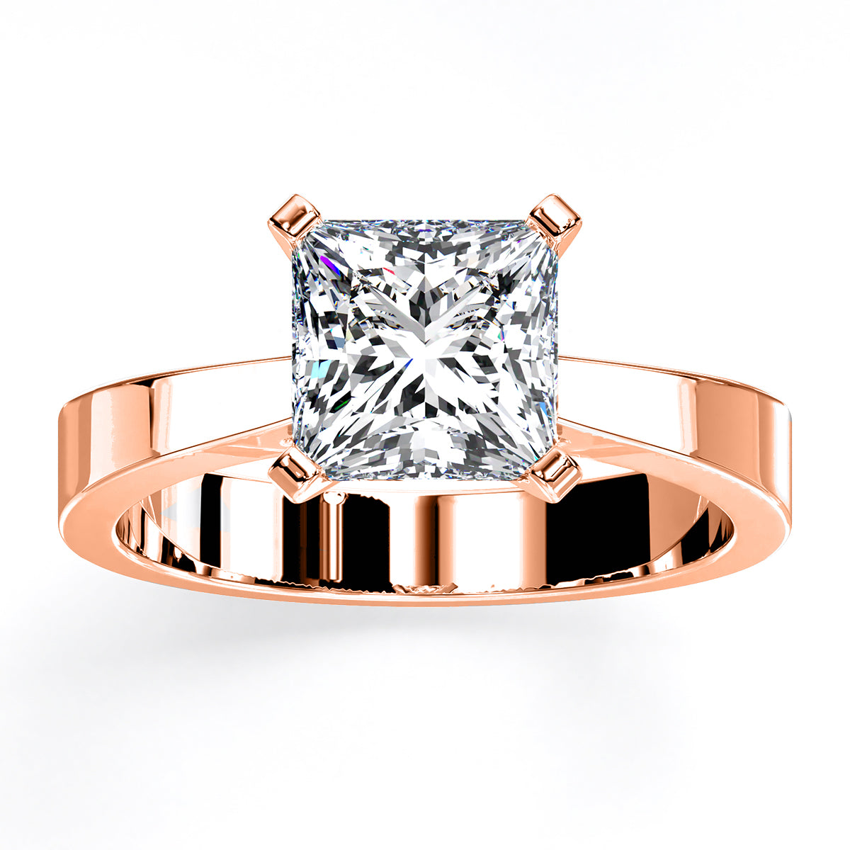 Zahara Princess Moissanite Engagement Ring rosegold