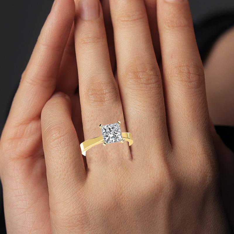 Zahara Princess Moissanite Engagement Ring yellowgold