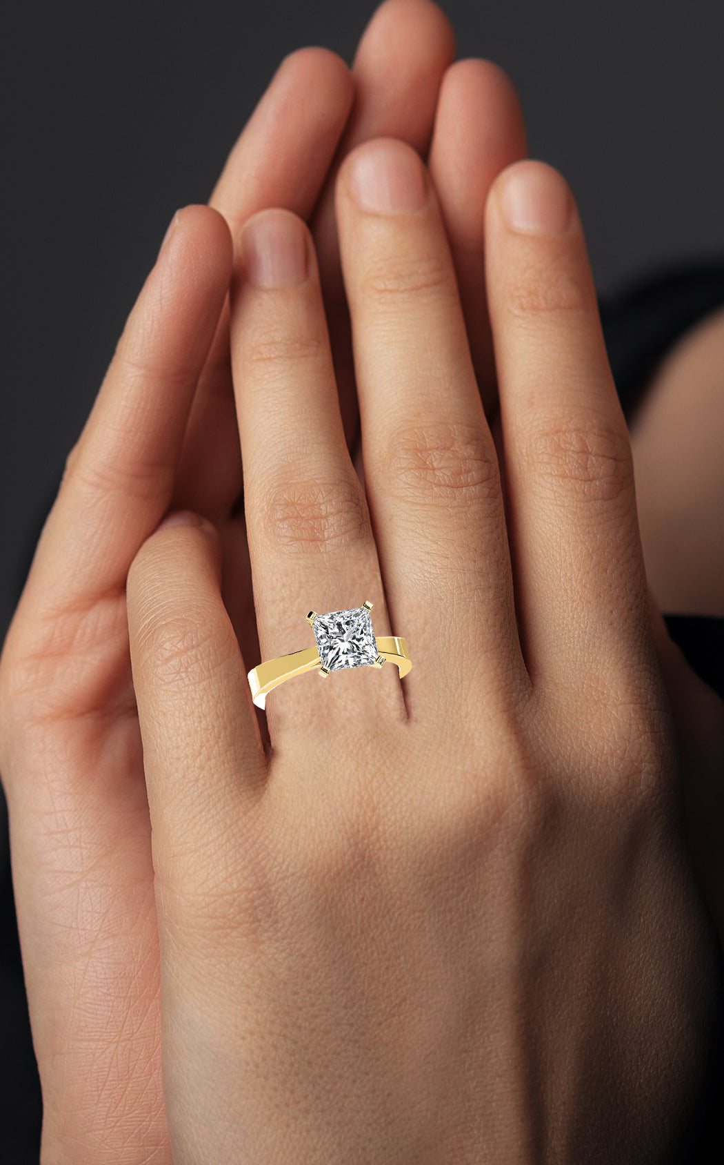 Huge Rock: 3CT Princess Lab Diamond Engagement Ring