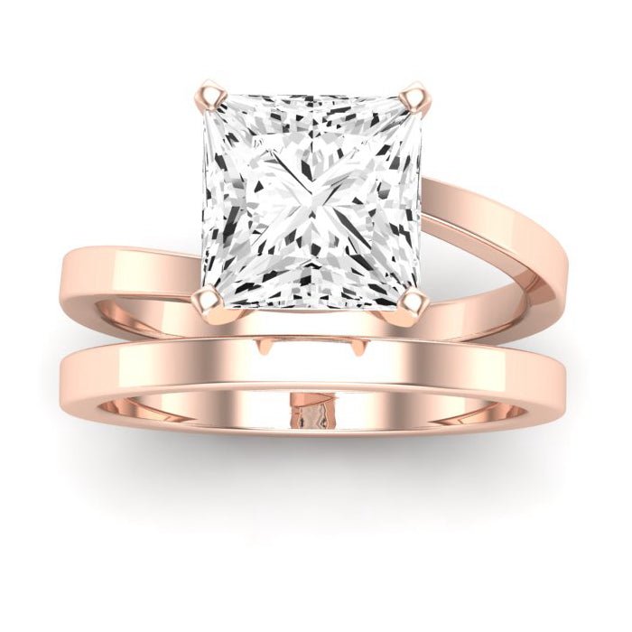 Zinnia Diamond Matching Band Only ( Engagement Ring Not Included) For Ring With Princess Center rosegold