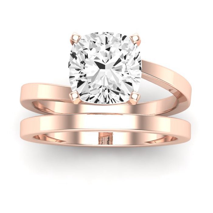 Zinnia Moissanite Matching Band Only ( Engagement Ring Not Included) For Ring With Cushion Center rosegold