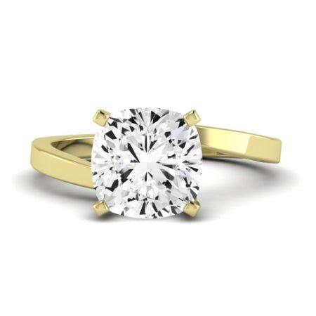 Zinnia Moissanite Matching Band Only ( Engagement Ring Not Included) For Ring With Cushion Center yellowgold