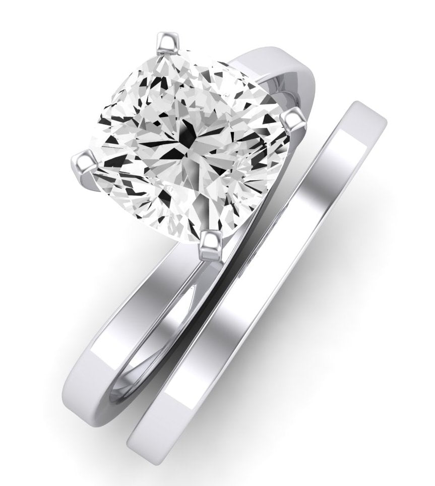Zinnia Moissanite Matching Band Only ( Engagement Ring Not Included) For Ring With Cushion Center whitegold