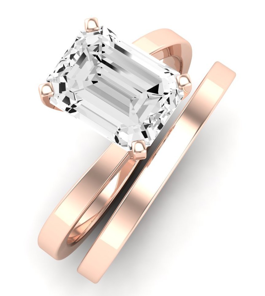 Zinnia Diamond Matching Band Only ( Engagement Ring Not Included) For Ring With Emerald Center rosegold