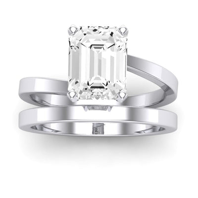 Zinnia Diamond Matching Band Only ( Engagement Ring Not Included) For Ring With Emerald Center whitegold