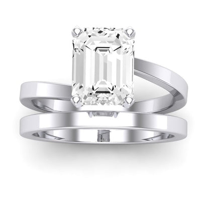 Zinnia Diamond Matching Band Only ( Engagement Ring Not Included) For Ring With Emerald Center whitegold