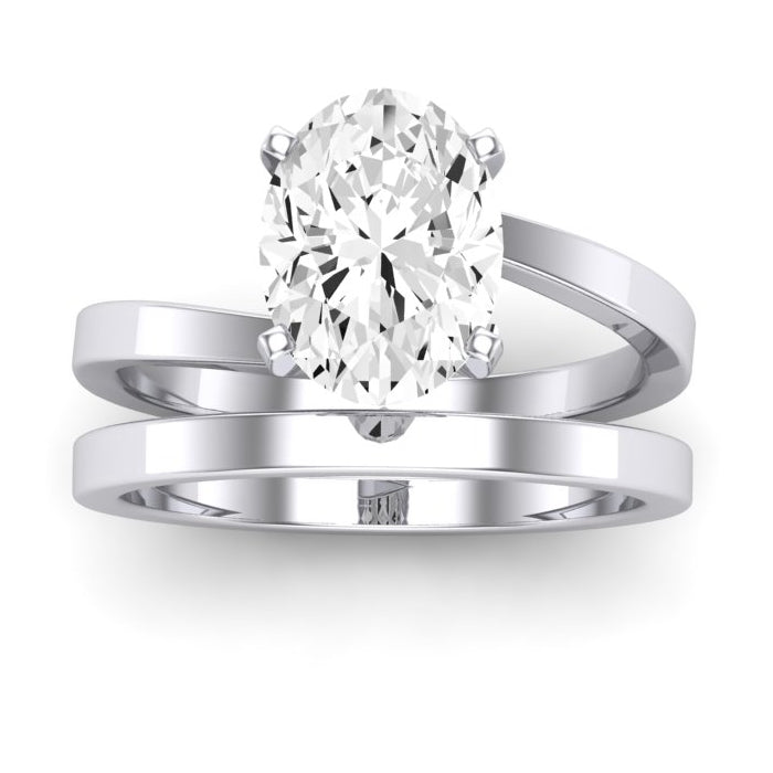 Zinnia Moissanite Matching Band Only ( Engagement Ring Not Included) For Ring With Oval Center whitegold