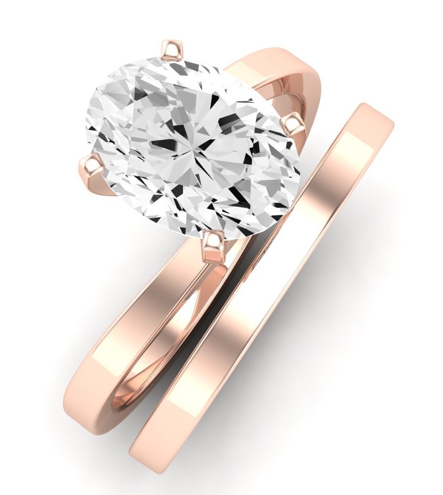 Zinnia Moissanite Matching Band Only ( Engagement Ring Not Included) For Ring With Oval Center rosegold