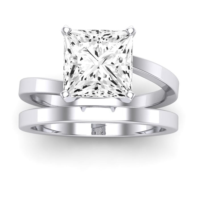 Zinnia Moissanite Matching Band Only ( Engagement Ring Not Included) For Ring With Princess Center whitegold