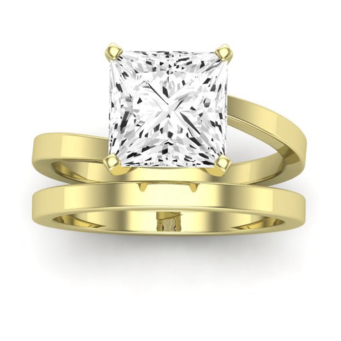 Zinnia Moissanite Matching Band Only ( Engagement Ring Not Included) For Ring With Princess Center yellowgold