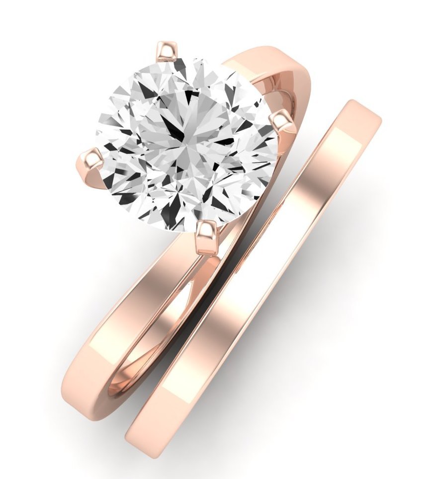 Zinnia Moissanite Matching Band Only ( Engagement Ring Not Included) For Ring With Round Center rosegold