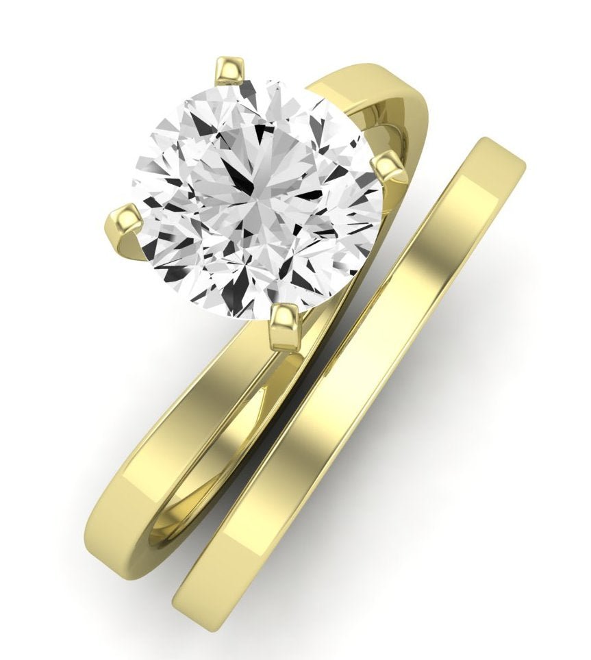 Zinnia Moissanite Matching Band Only ( Engagement Ring Not Included) For Ring With Round Center yellowgold