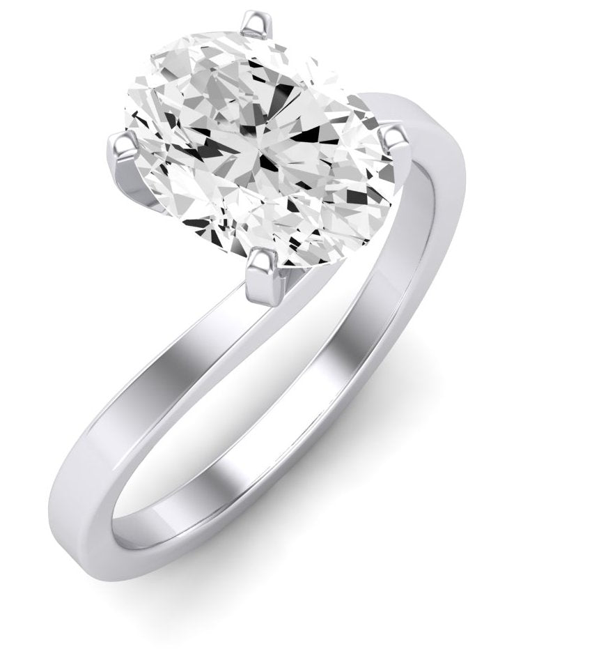 Zinnia Oval Moissanite Engagement Ring whitegold