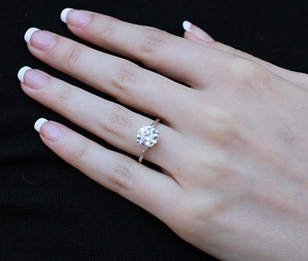 Zinnia Round Moissanite Engagement Ring rosegold