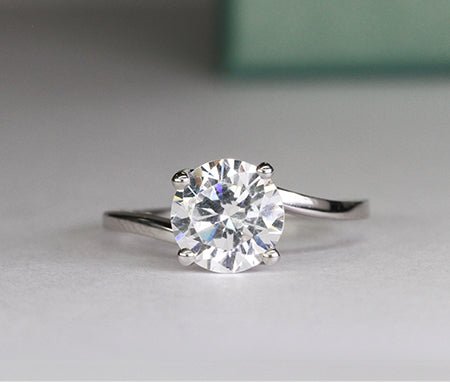 Zinnia Round Moissanite Engagement Ring whitegold