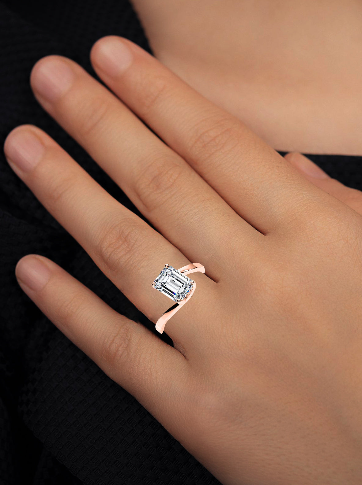 Huge Rock: 5CT Emerald Moissanite Engagement Ring