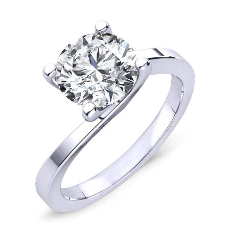 Zinnia Round Moissanite Engagement Ring whitegold