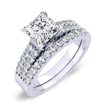 Malva Moissanite Matching Band Only (engagement Ring Not Included) For Ring With Princess Center whitegold