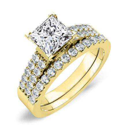 Malva Moissanite Matching Band Only (engagement Ring Not Included) For Ring With Princess Center yellowgold