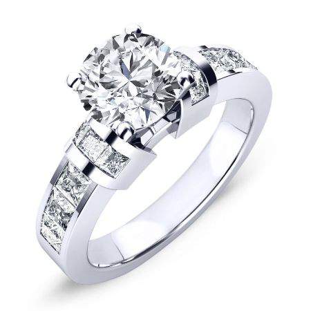 Ivy Round Moissanite Engagement Ring whitegold