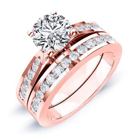 Petunia Moissanite Matching Band Only (engagement Ring Not Included) For Ring With Round Center rosegold