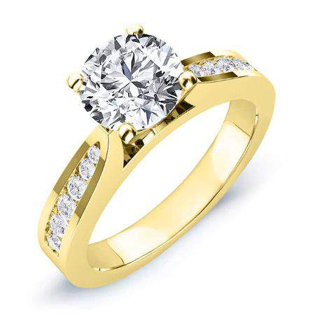 Petunia Round Moissanite Engagement Ring yellowgold