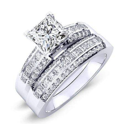 Crocus Moissanite Matching Band Only (engagement Ring Not Included) For Ring With Princess Center whitegold