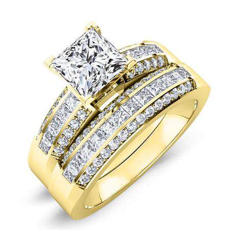 Crocus Diamond Matching Band Only (engagement Ring Not Included) For Ring With Princess Center yellowgold