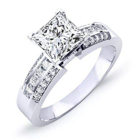 Crocus Princess Moissanite Engagement Ring whitegold