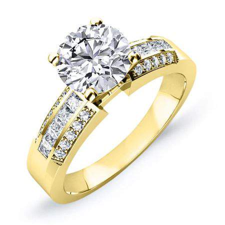 Crocus Round Moissanite Engagement Ring yellowgold