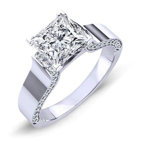 Lavender Princess Moissanite Engagement Ring whitegold