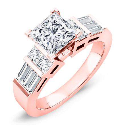 Bluebell Princess Moissanite Engagement Ring rosegold