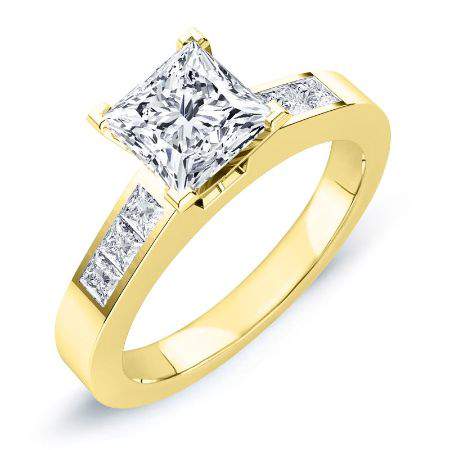 Jessamine Princess Moissanite Engagement Ring yellowgold