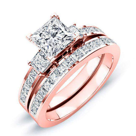 Yellow Bell Moissanite Matching Band Only (engagement Ring Not Included) For Ring With Princess Center rosegold