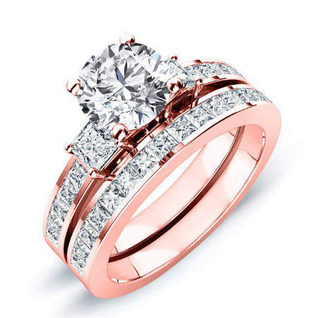 Yellow Bell Moissanite Matching Band Only (engagement Ring Not Included) For Ring With Round Center rosegold